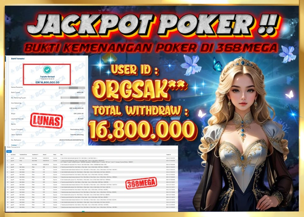 368MEGA JACKPOT Rp 16.800.000 - LUNAS!!!
