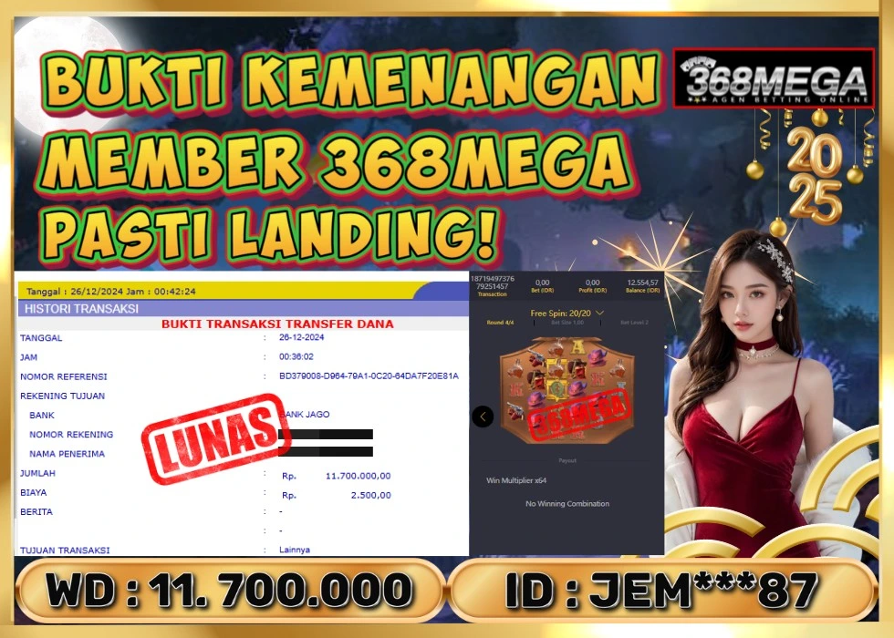 368MEGA JACKPOT Rp 11.700.000 - LUNAS!!!