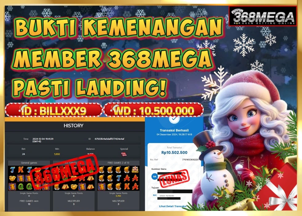 368MEGA JACKPOT SLOT CLASSIC Rp 10.502.000 - LUNAS!!!