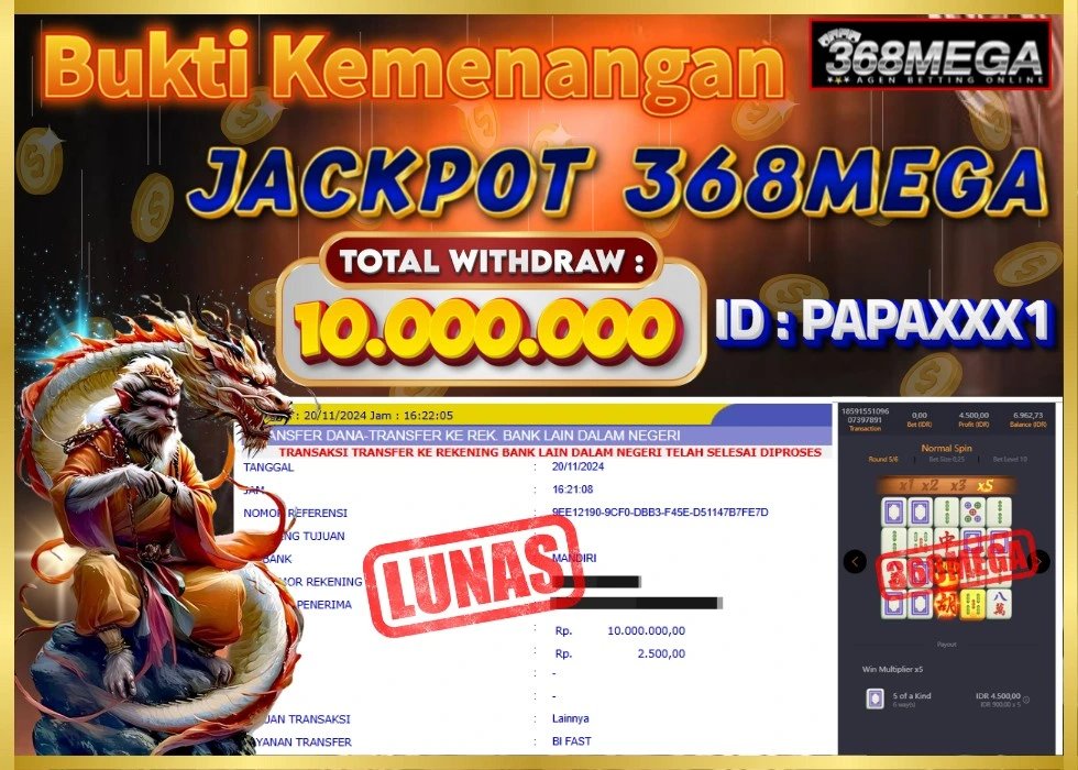 368MEGA JACKPOT Rp 10.000.000 - LUNAS!!!