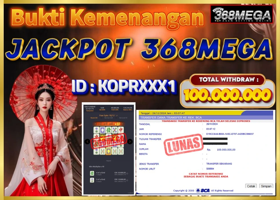 368MEGA JACKPOT Rp 100.000.000 - LUNAS!!!