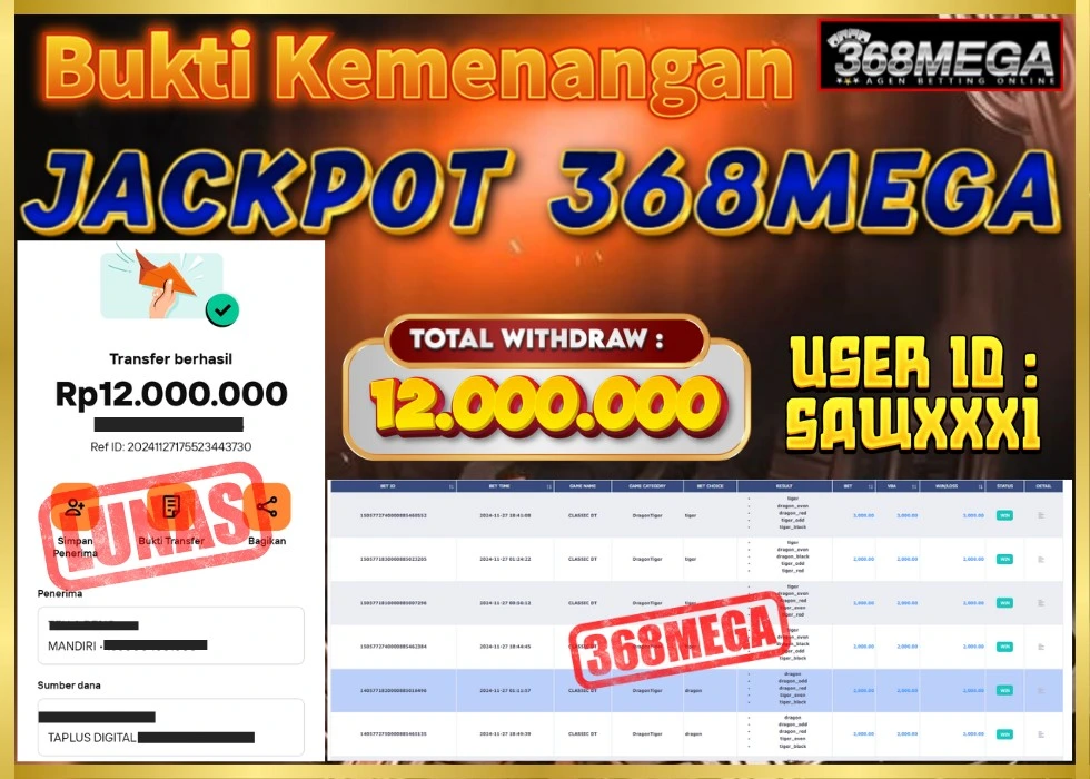 368MEGA JACKPOT Rp 12.000.000 - LUNAS!!!